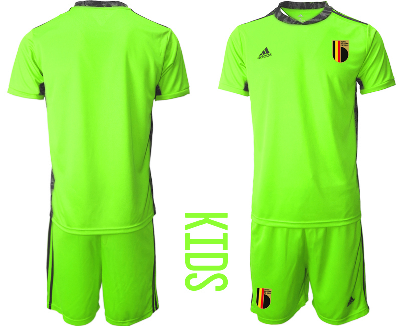 Youth 2021 European Cup Belgium green goalkeeper Soccer Jersey2